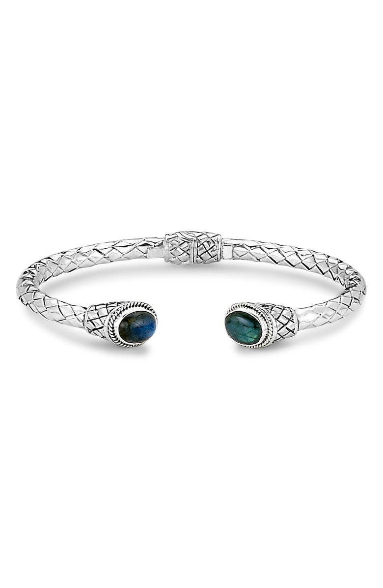 SAMUEL B. Sterling Silver Oval Stone Bangle, Main, color, Blue/ Green
