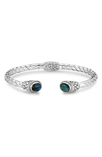 Samuel B. Sterling Silver Oval Stone Bangle In Blue/green