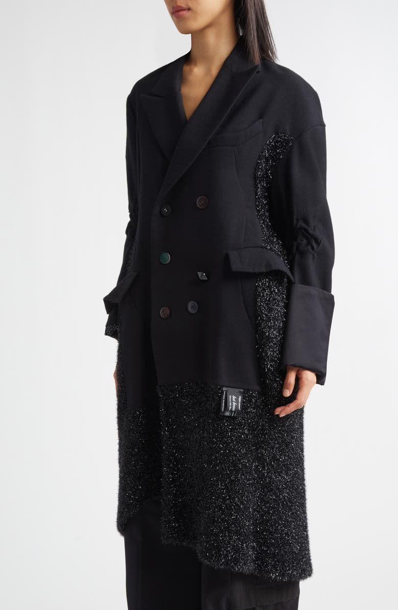 Undercover Cotton & Wool Mixed Media Coat, Alternate, color, Black