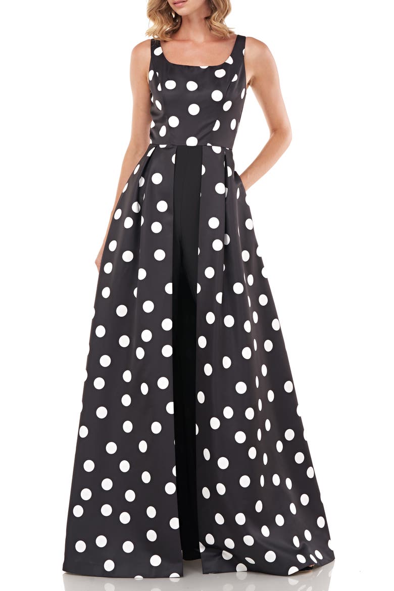Kimberly Kay Polka Dot Jumpsuit, Main, color, BLACK/ WHITE