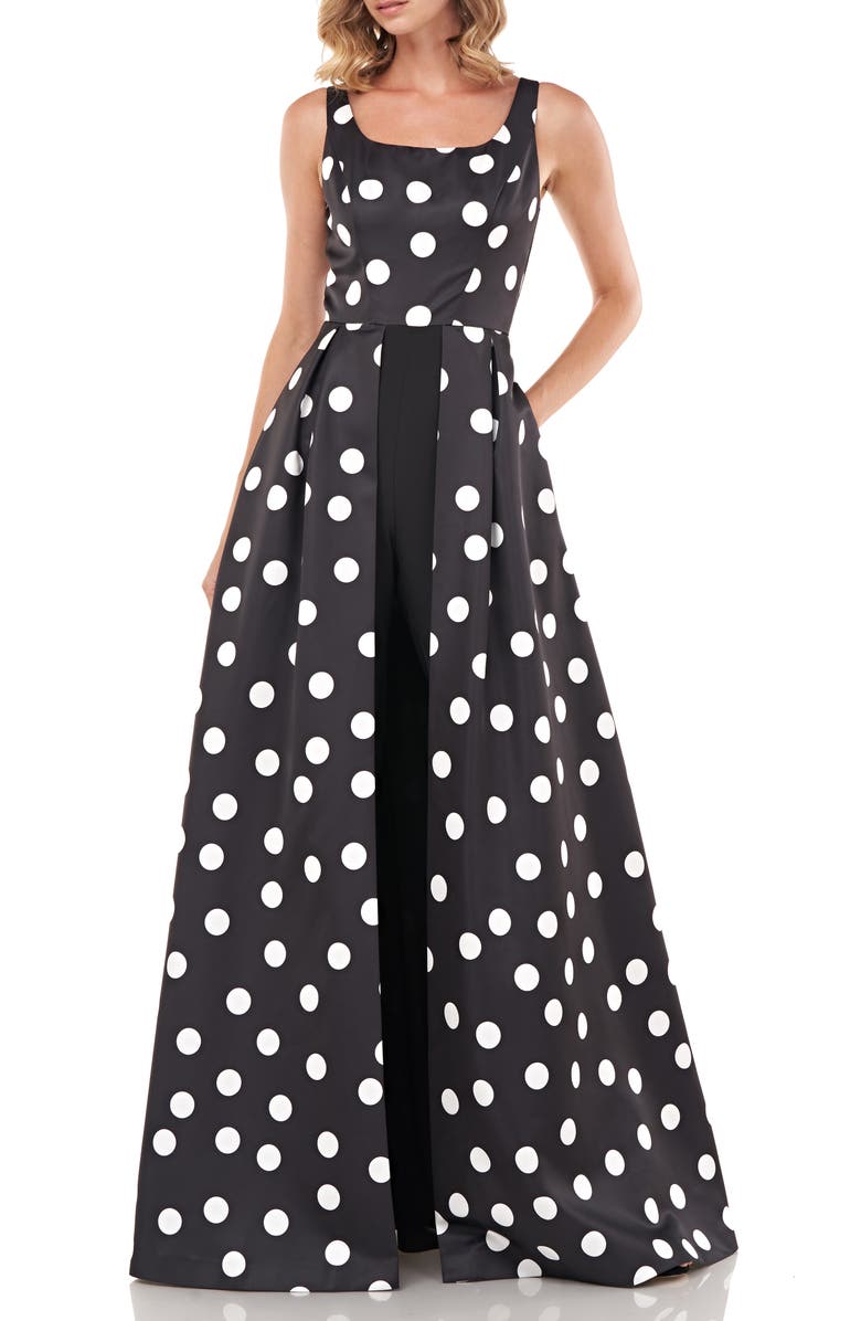 Kay Unger Kimberly Kay Polka Dot Jumpsuit, Main, color, 