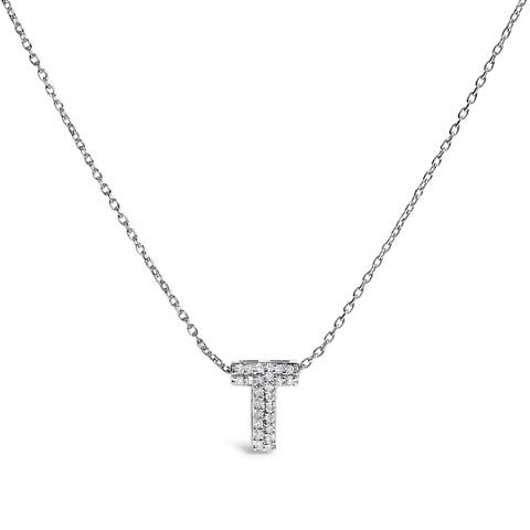 10K Gold Diamond Accent "A-Z" Initial Bubble Pendant Necklace