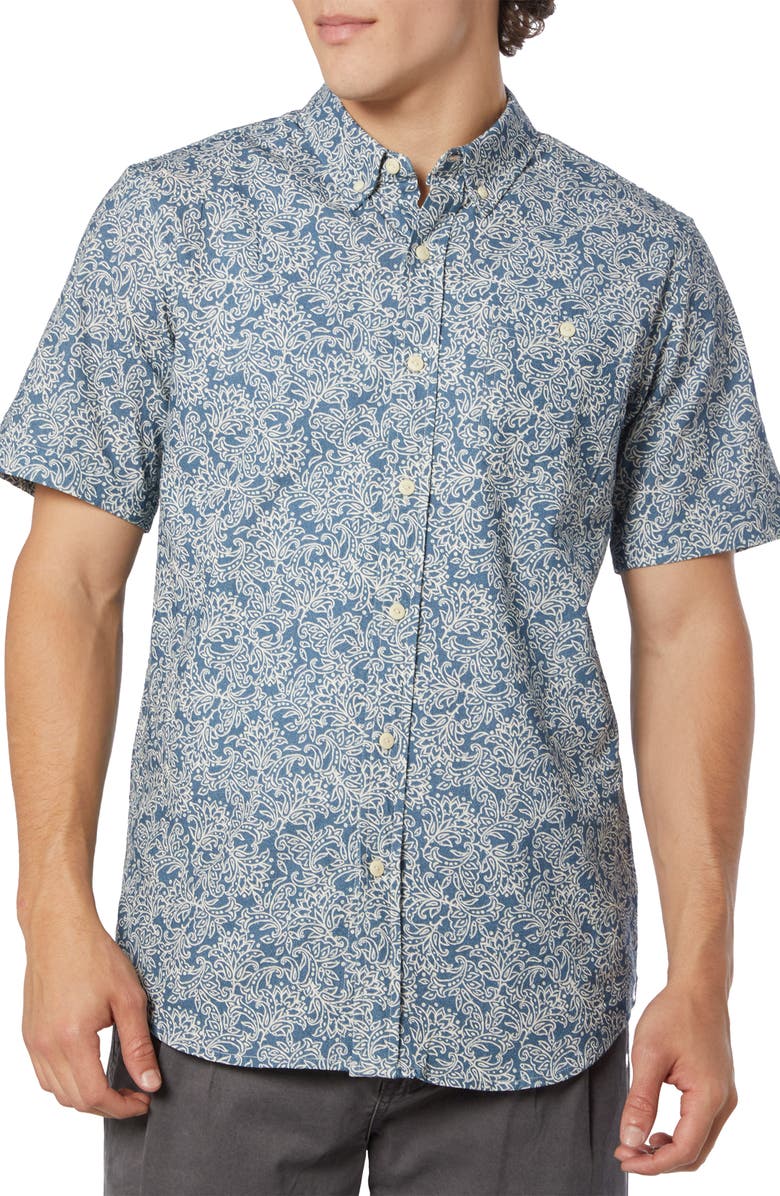 Ezekiel Albury Short Sleeve Cotton Button-Down Shirt, Main, color, 