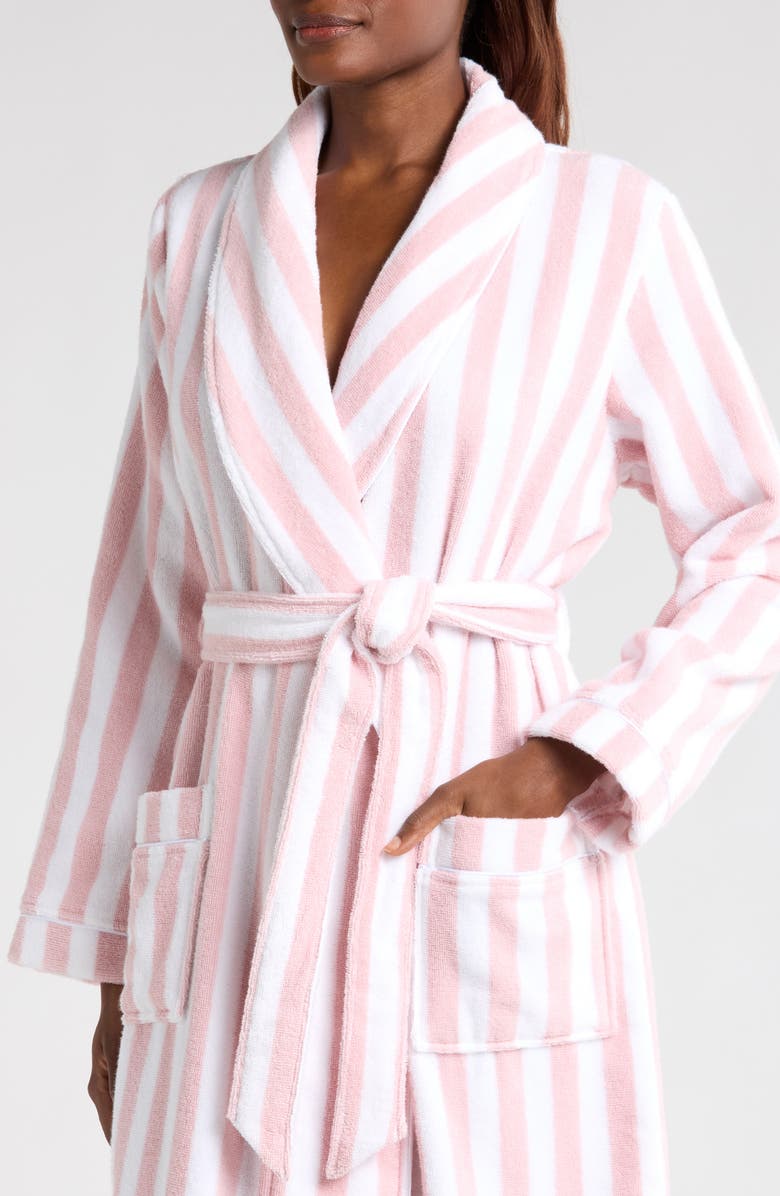 Nordstrom Stripe Hydrocotton Terry Robe, Alternate, color, Pink Peachskin- White Stripe