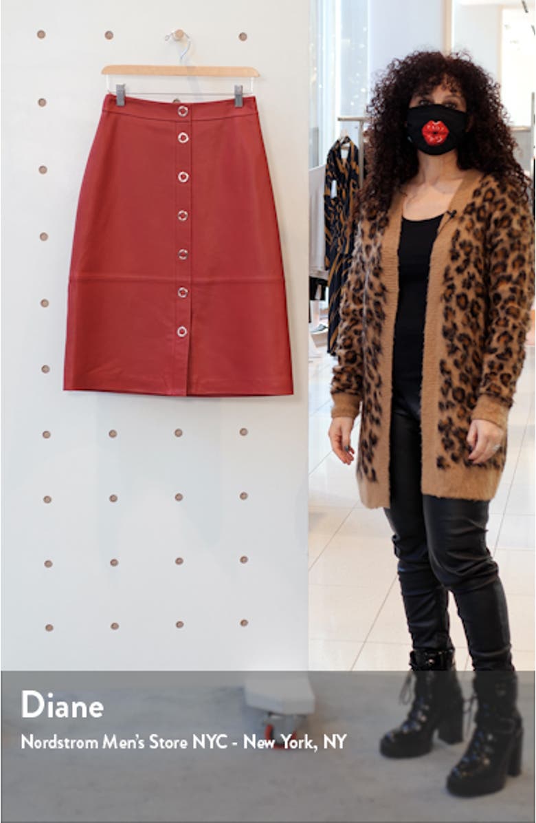 Snap Front Leather Pencil Skirt, sales video thumbnail