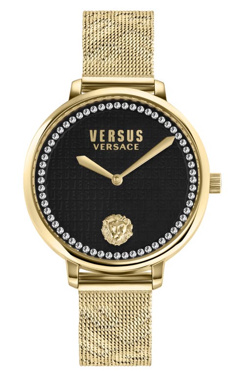 VERSUS Versace La Villette Crystal Mesh Strap Watch, 36mm in Ip Yellow Gold 