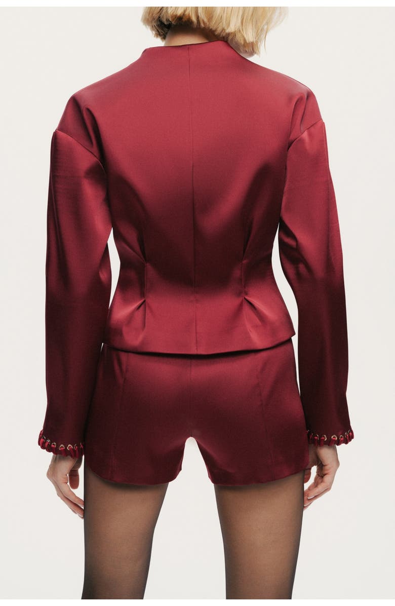 Nocturne Hook-Closure Cropped Jacket, Alternate, color, Burgundy