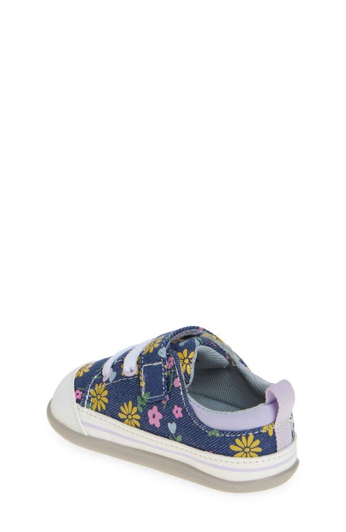 See Kai Run Stevie Floral Print Sneaker In Blue Denim/floral