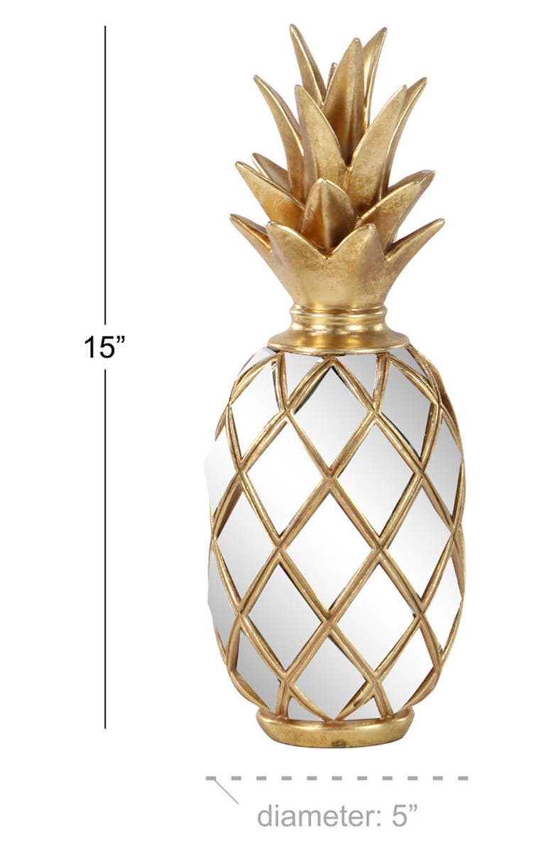 COSMO BY COSMOPOLITAN Goldtone Glass Pineapple Fruit Sculpture with Mirror Accents, Alternate, color,