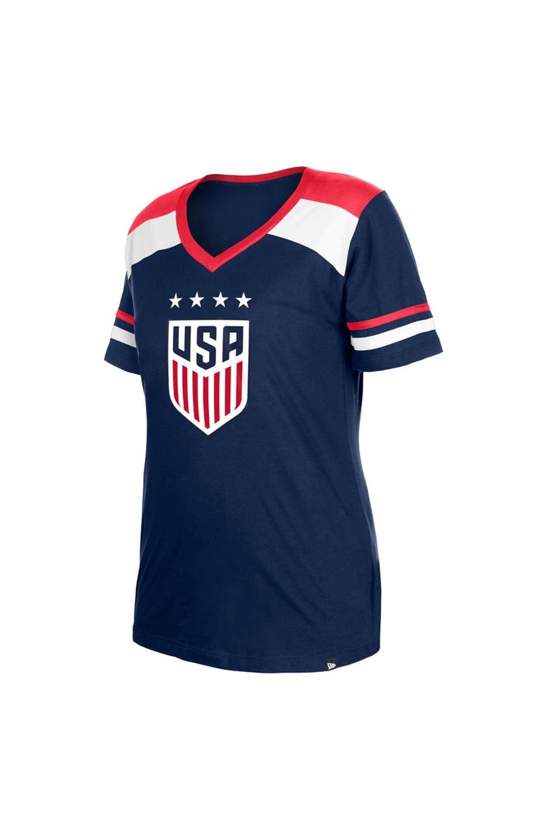 5TH AND OCEAN BY NEW ERA Women's 5th & Ocean by New Era Navy USWNT Athleisure V-Neck T-Shirt, Alternate, color, 