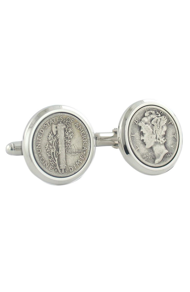 David Donahue Mercury Dime Cuff Links, Alternate, color, Silver Dime