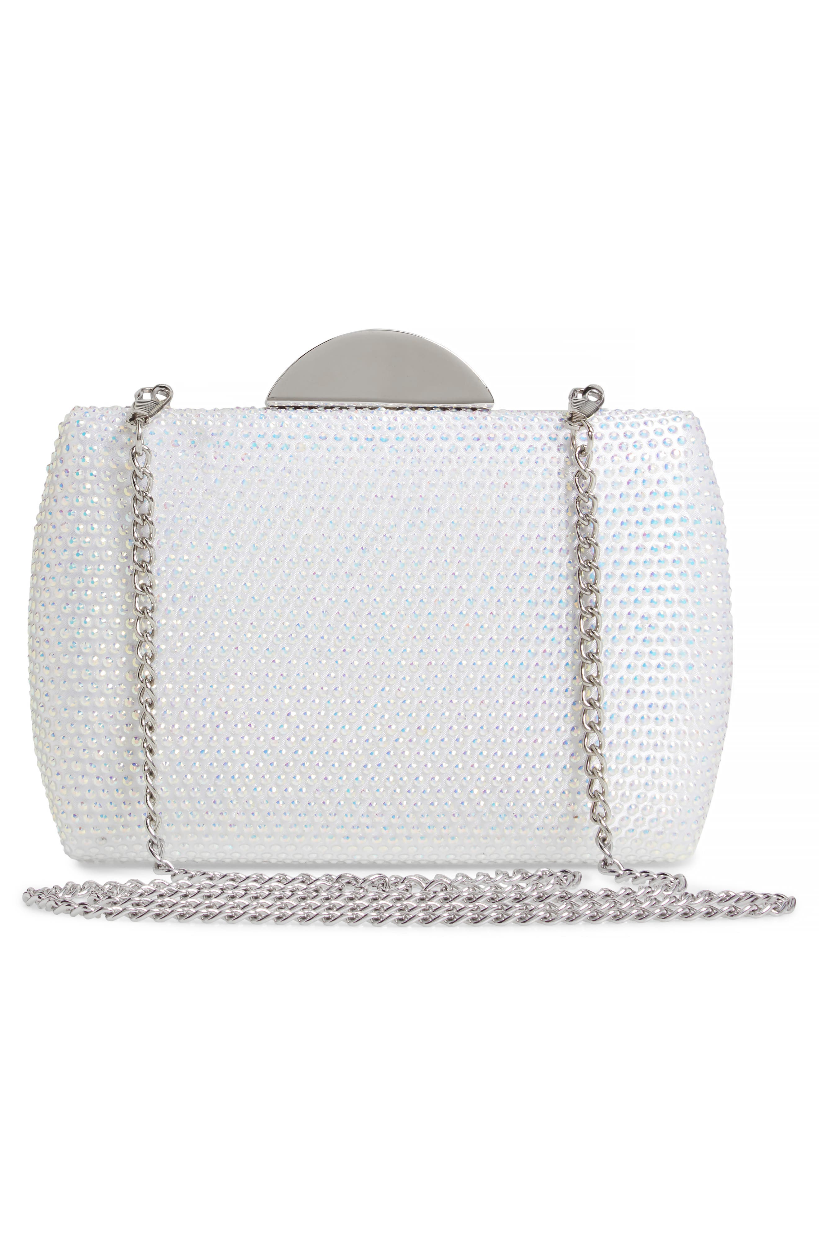 Nina Pacey Crystal Minaudière, Alternate, color, White Ab