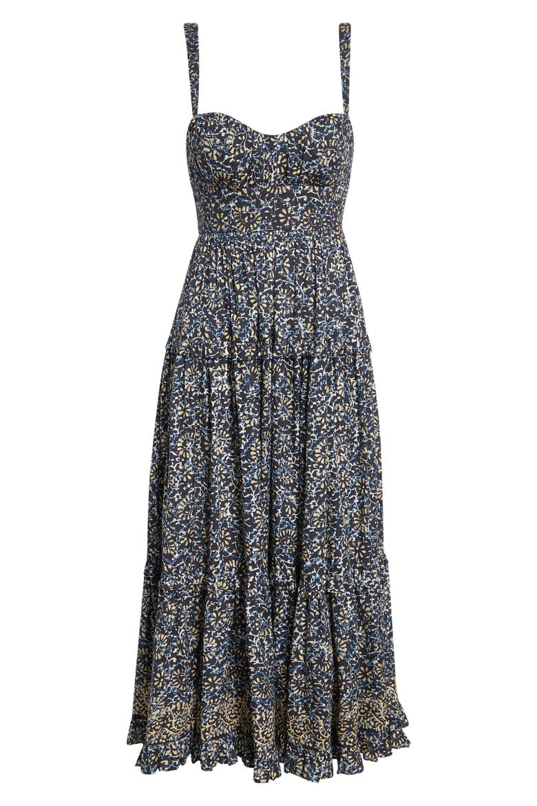 Ophelia Floral Print Sleeveless Tiered Maxi Dress, Alternate, color, MIDNIGHT BLOOM