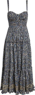 Ulla Johnson Ophelia Floral Print Sleeveless Tiered Maxi Dress