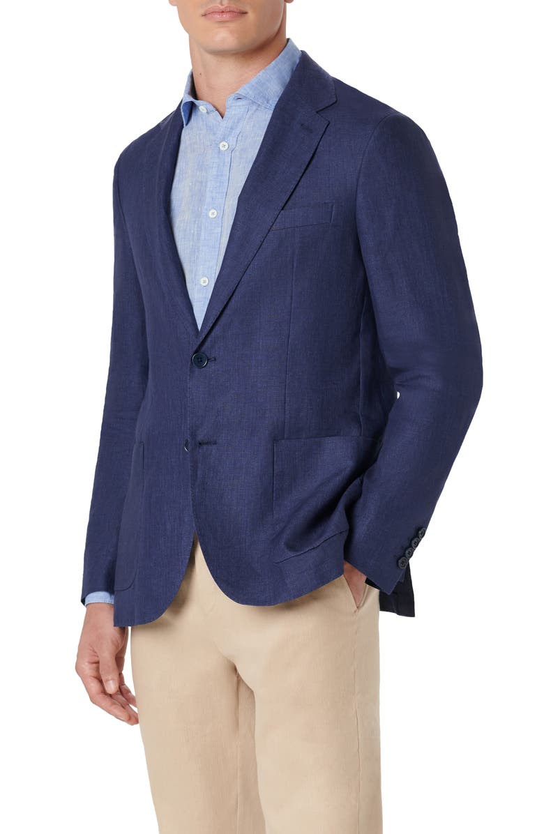 Bugatchi Linen Blazer, Alternate, color, Navy
