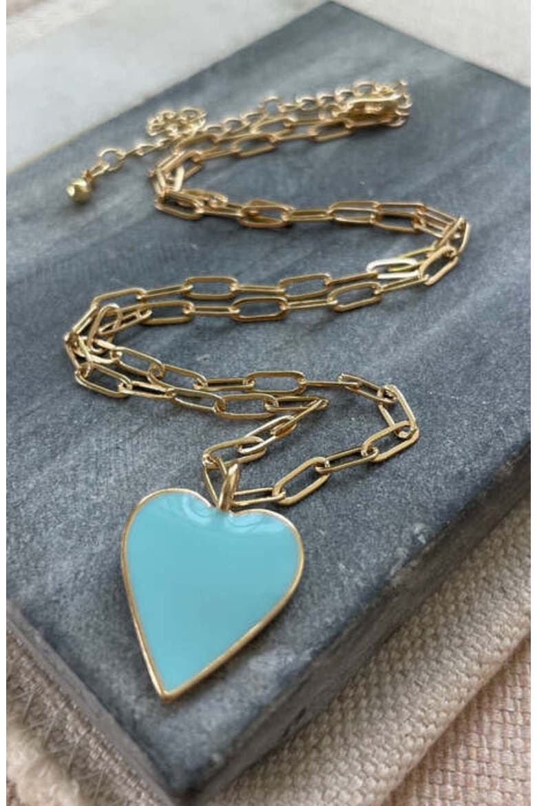 Carolina Blue Heart Necklace, Alternate, color, Blue