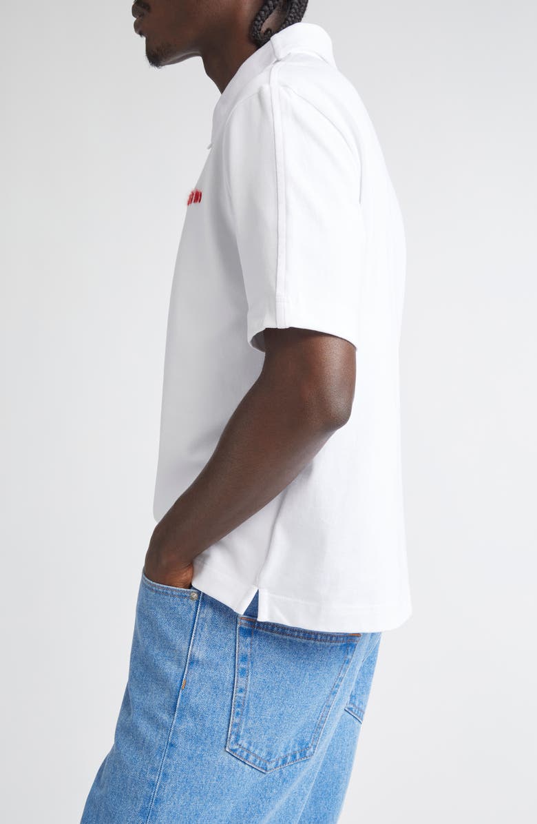 Marni Mohair Logo Piqué Polo, Alternate, color, 00W01 Lily White