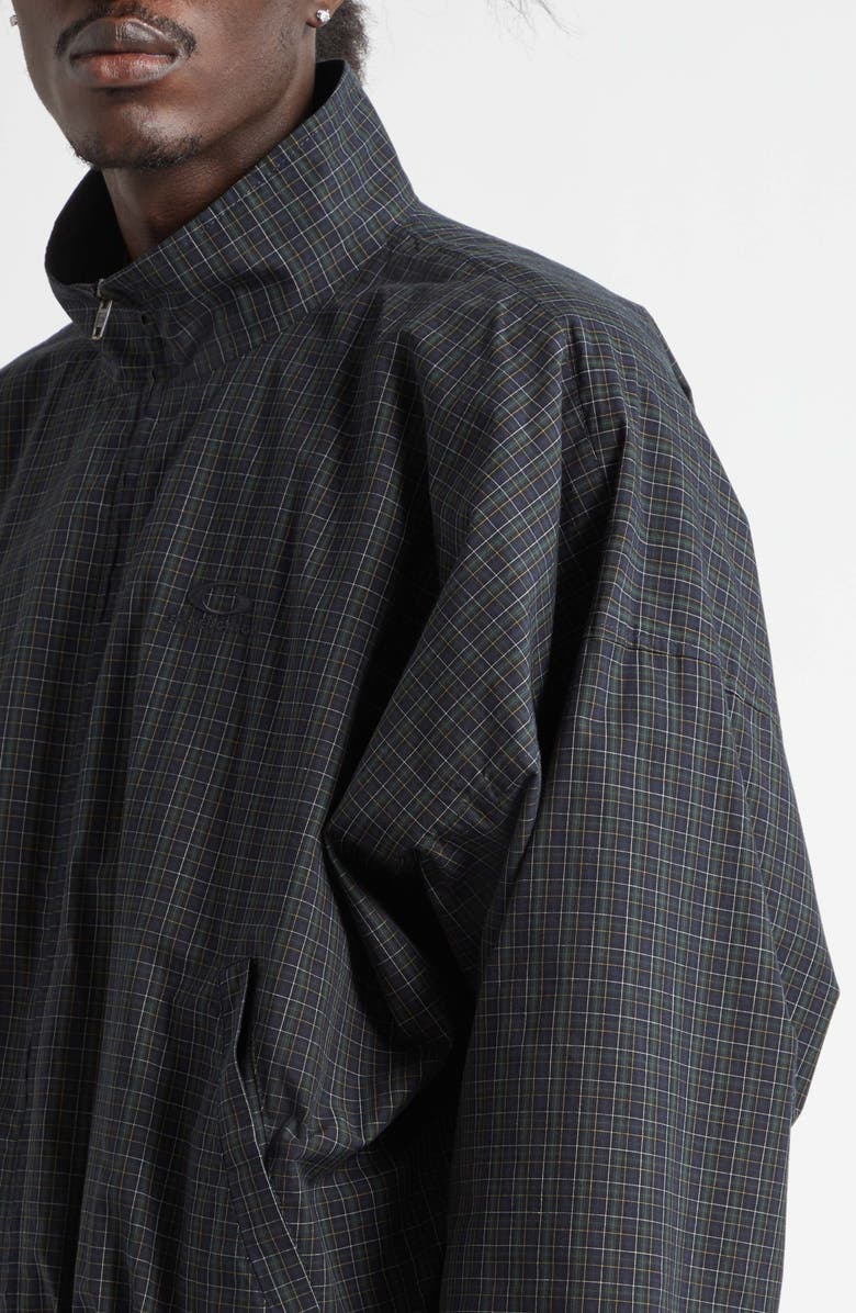 Balenciaga Loop Sports Icon Micro Tartan Technical Cotton Track Jacket, Alternate, color, 8069 Navy/ Dark Green