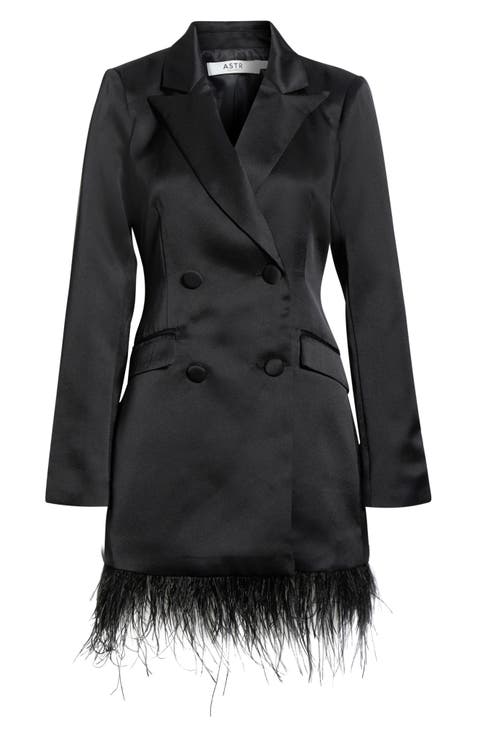 Breonna Feather Trim Blazer Dress