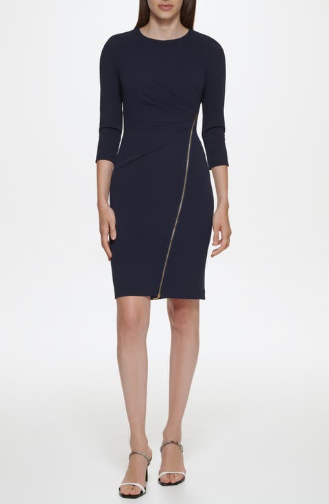 Zip Trim Sheath Dress