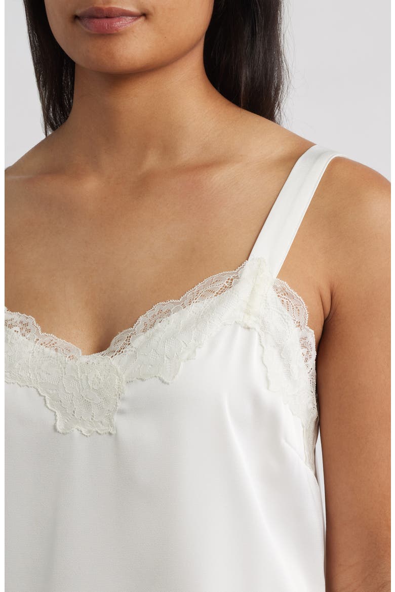 Lace Trim Satin Camisole, Alternate, color, WHIPPED CREAM