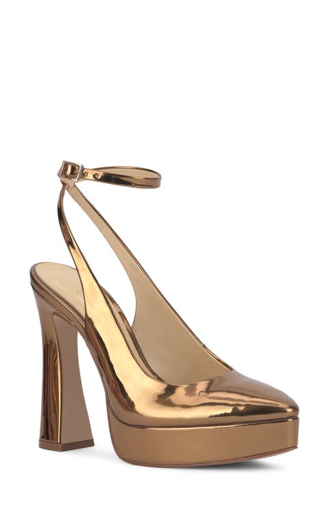 Nelica Ankle Strap Platform Pointed Toe Pump