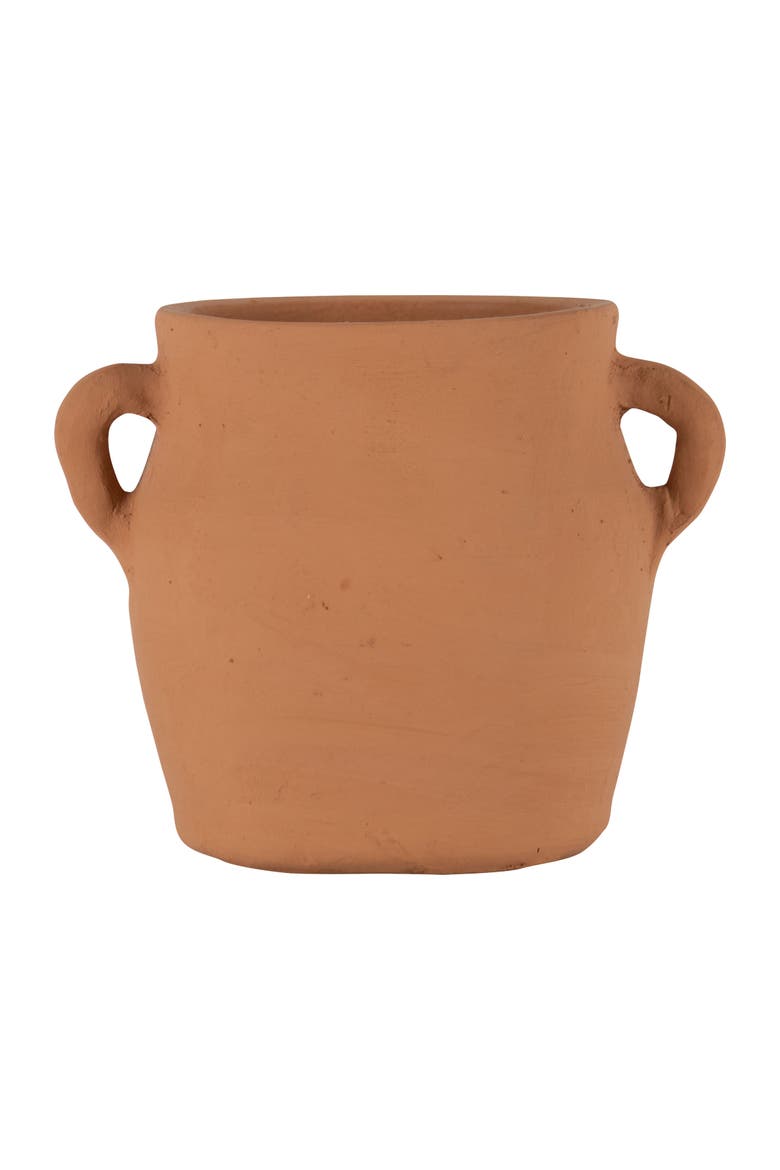 Natural Handthrown Terracotta Vase with Handles, Main, color, Brown