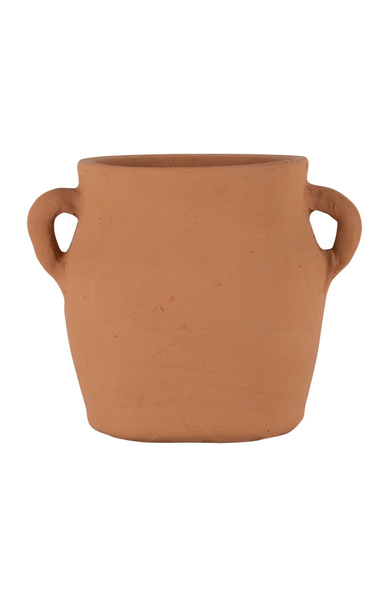 Foreside Home and Garden Natural Handthrown Terracotta Vase with Handles, Main, color, Brown