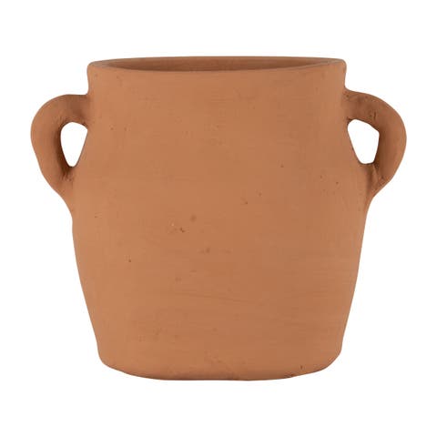 Natural Handthrown Terracotta Vase with Handles