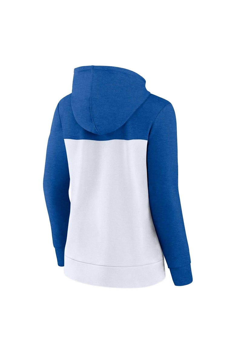 Women's Fanatics Branded Heather Royal/White Los Angeles Dodgers City Ties Hoodie Full-Zip Sweatshirt, Alternate, color, Heather Royal
