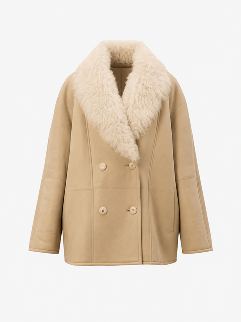 Adagio Double-Breasted Merino Curly Shearling Jacket