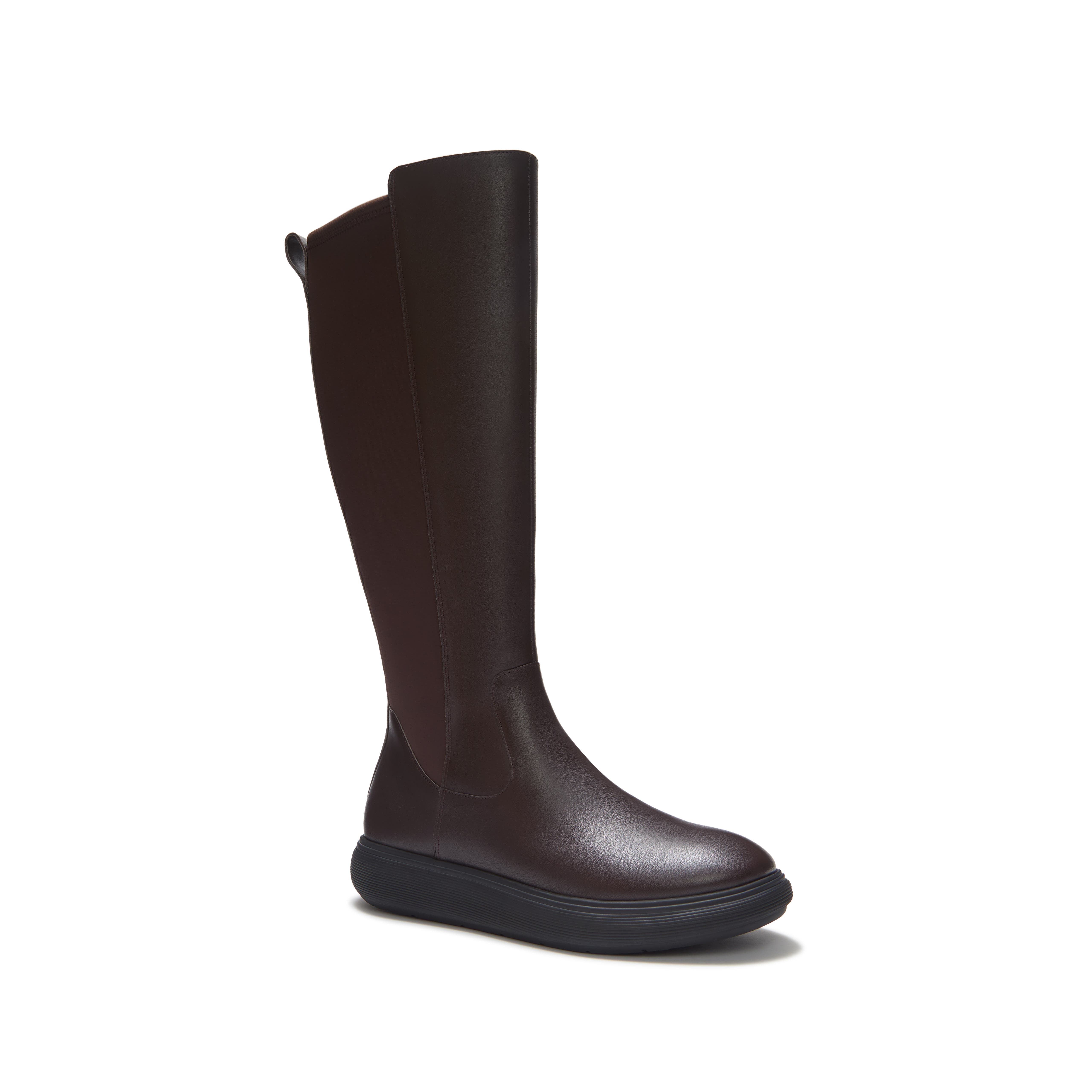Iq-Comff Leather High Boots, Main, color, Chocolate Brown