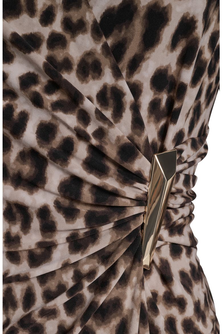 Faux Wrap Drape Long Sleeve Sheath Dress, Alternate, color, CAPPUCCINO