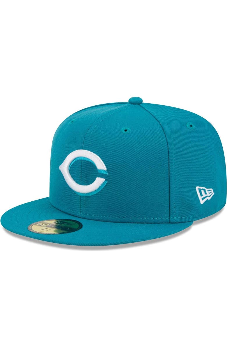 New Era Men's New Era Turquoise Cincinnati Reds 59FIFTY Fitted Hat, Main, color, 