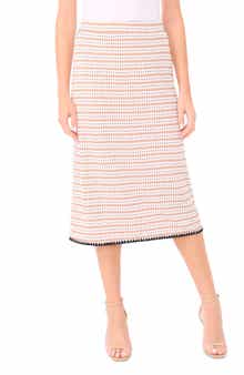 Crochet Trim Knit Midi Skirt