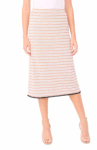 Crochet Trim Knit Midi Skirt
