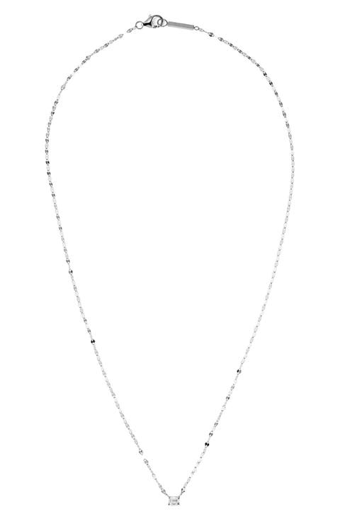 14K Gold Emerald Cut Diamond Pendant Necklace