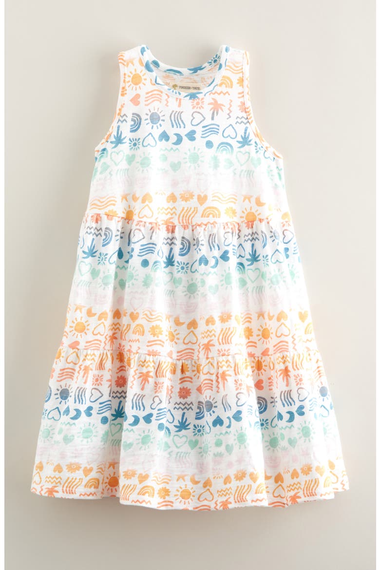Kids' Tiered Dress, Main, color, WHITE- MULTI CHEERY TILE