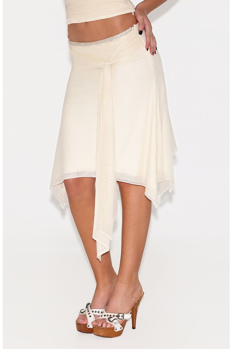 Juna Mesh Handkerchief Hem Midi Skirt, Alternate, color, CREAM