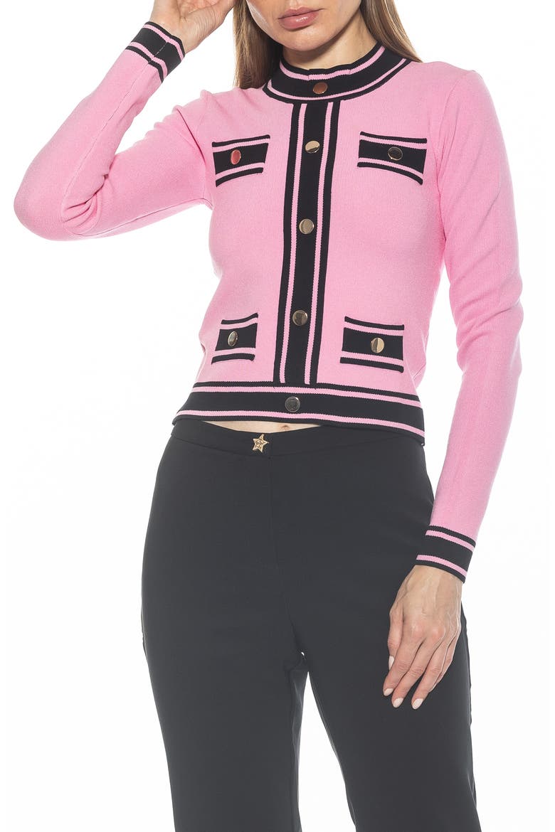 Kiley Stripe Crop Sweater, Main, color, PINK/ BLACK