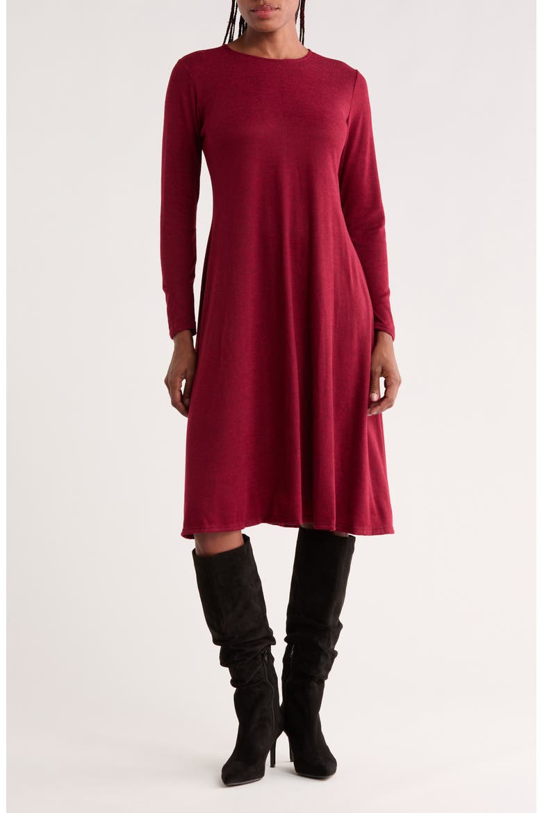 Long Sleeve Flare Swing Dress, Main, color, POPPY RED