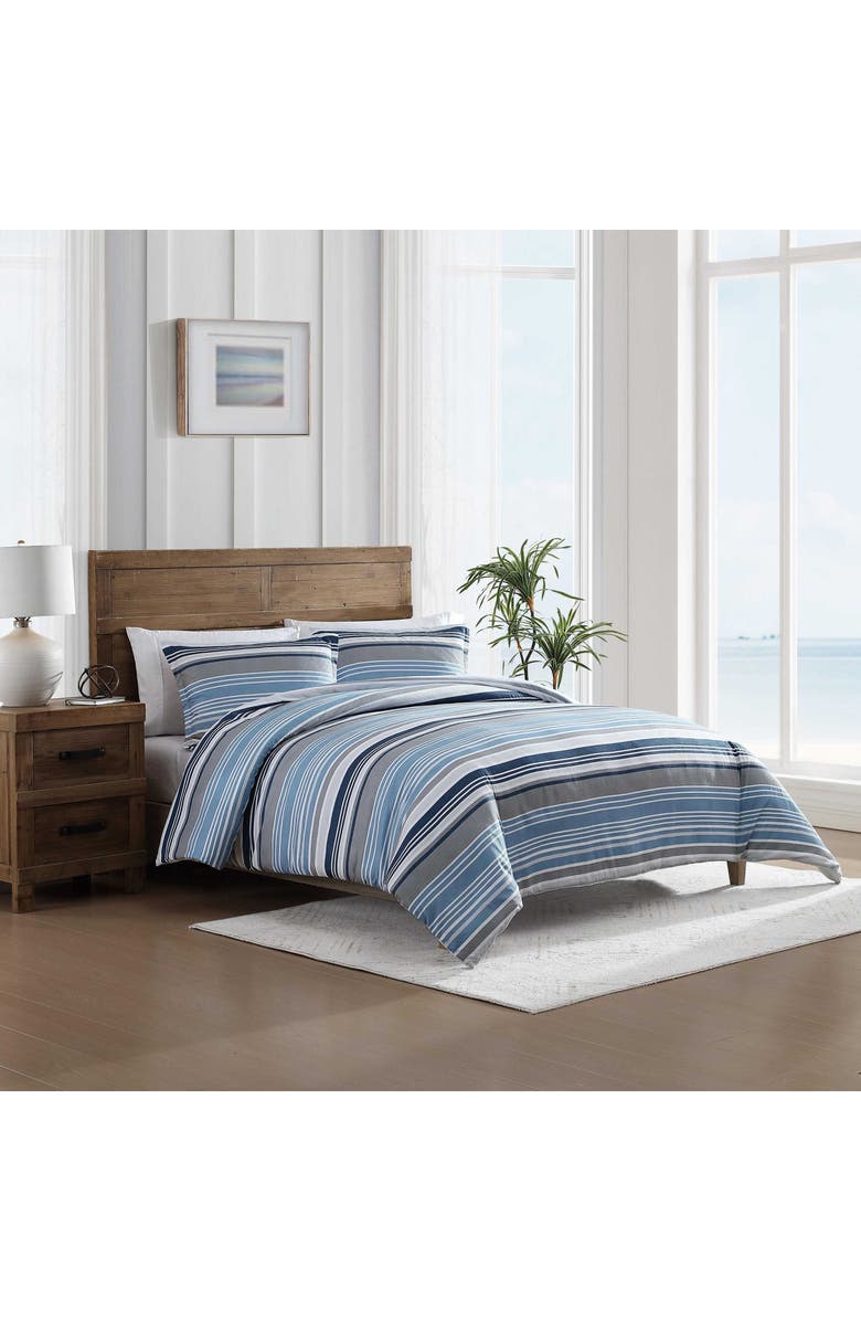 Nautica Bradlee Stripe Comforter Set, Main, color, Grey/ Blue