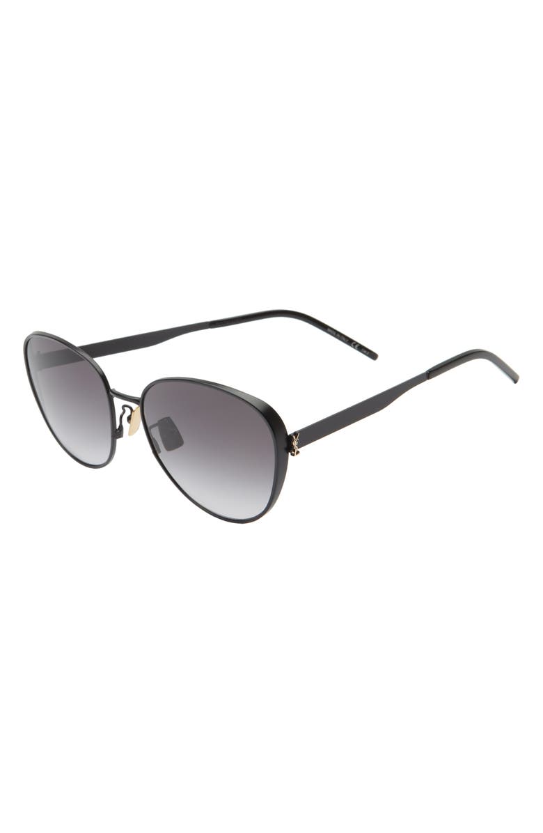 Saint Laurent 59mm Round Sunglasses, Alternate, color, Black Black Grey