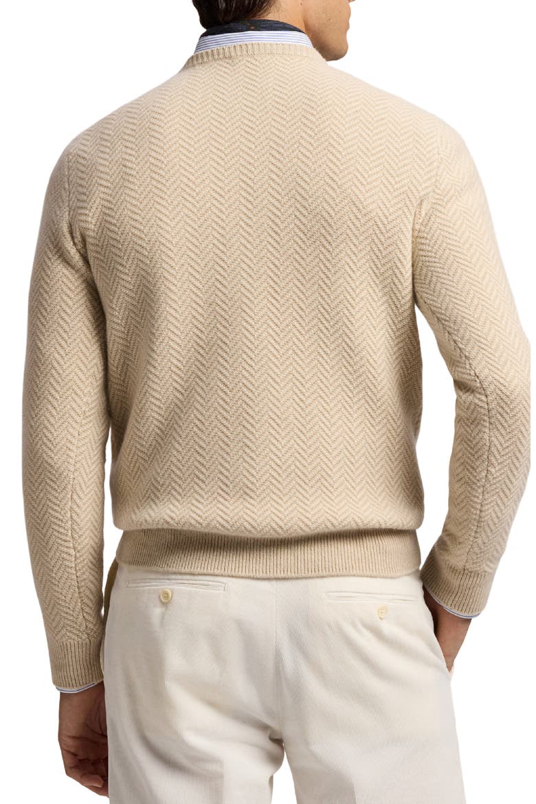 Herringbone Knit Cashmere Sweater, Alternate, color, CHAMPAGNE MELANGE