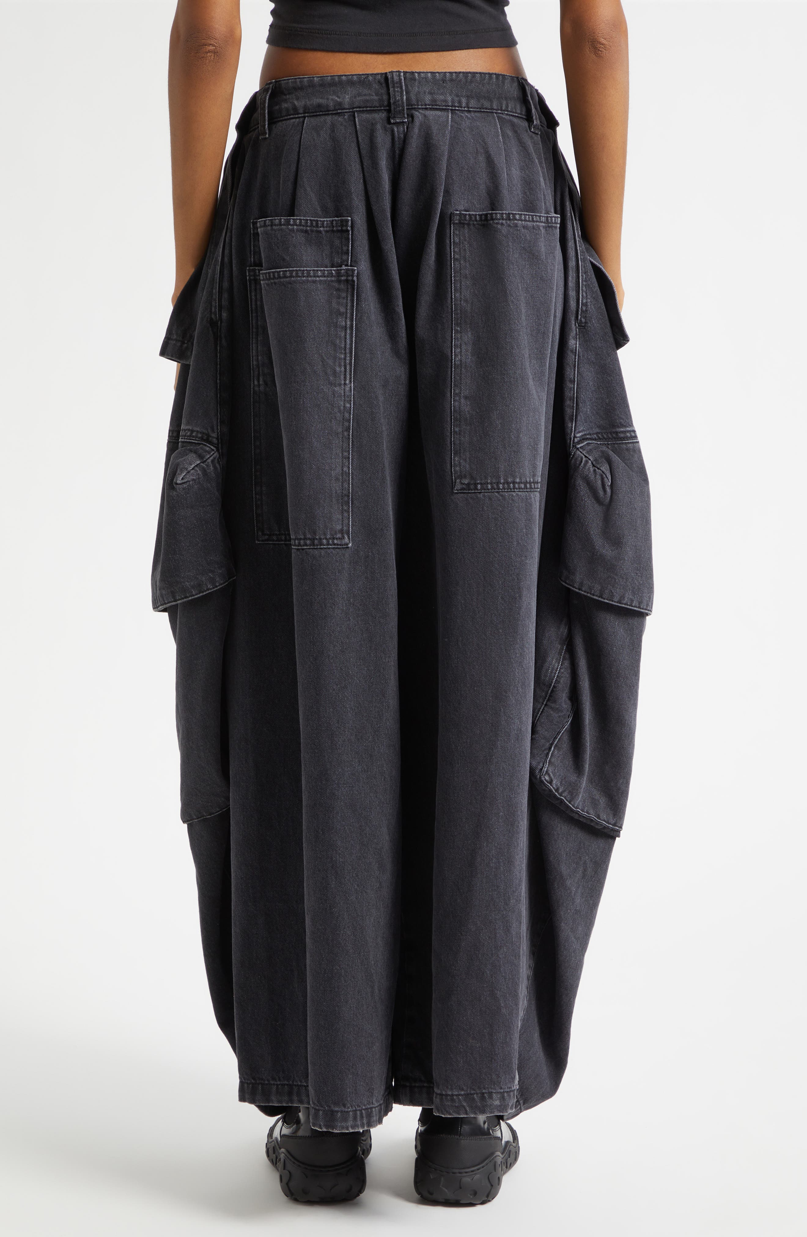 Hazel Skirt Panel Oversize Denim Cargo Pants (Women) | Nordstrom