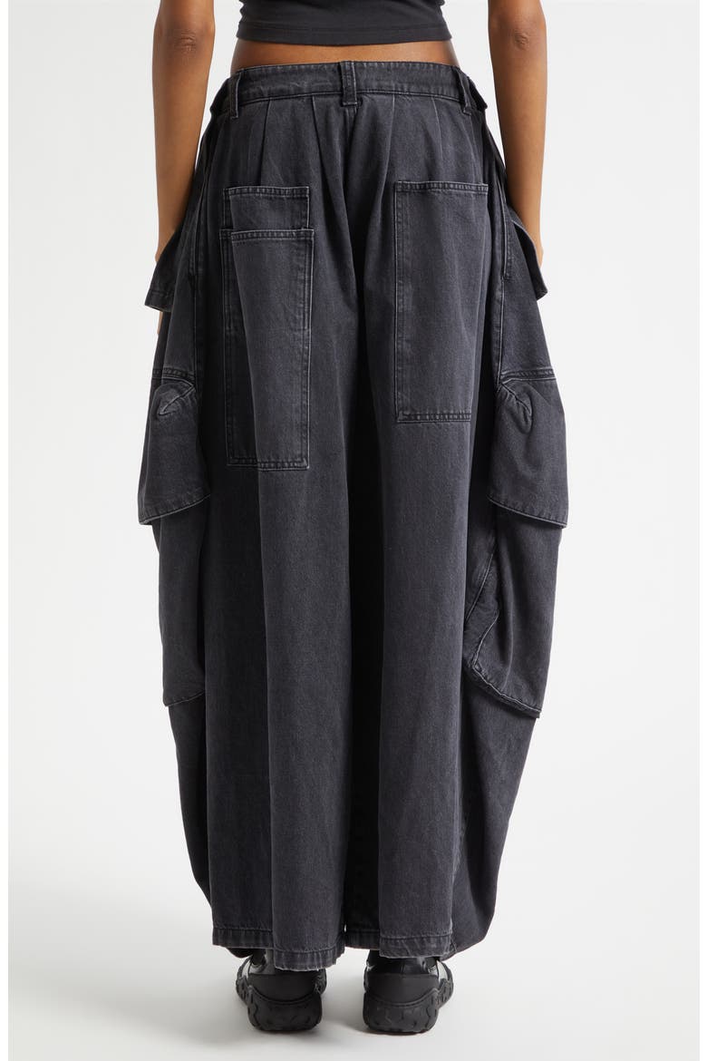 Hazel Skirt Panel Oversize Denim Cargo Pants, Alternate, color, CHARCOAL