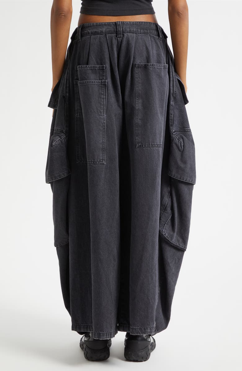 Collina Strada Hazel Skirt Panel Oversize Denim Cargo Pants, Alternate, color, Charcoal