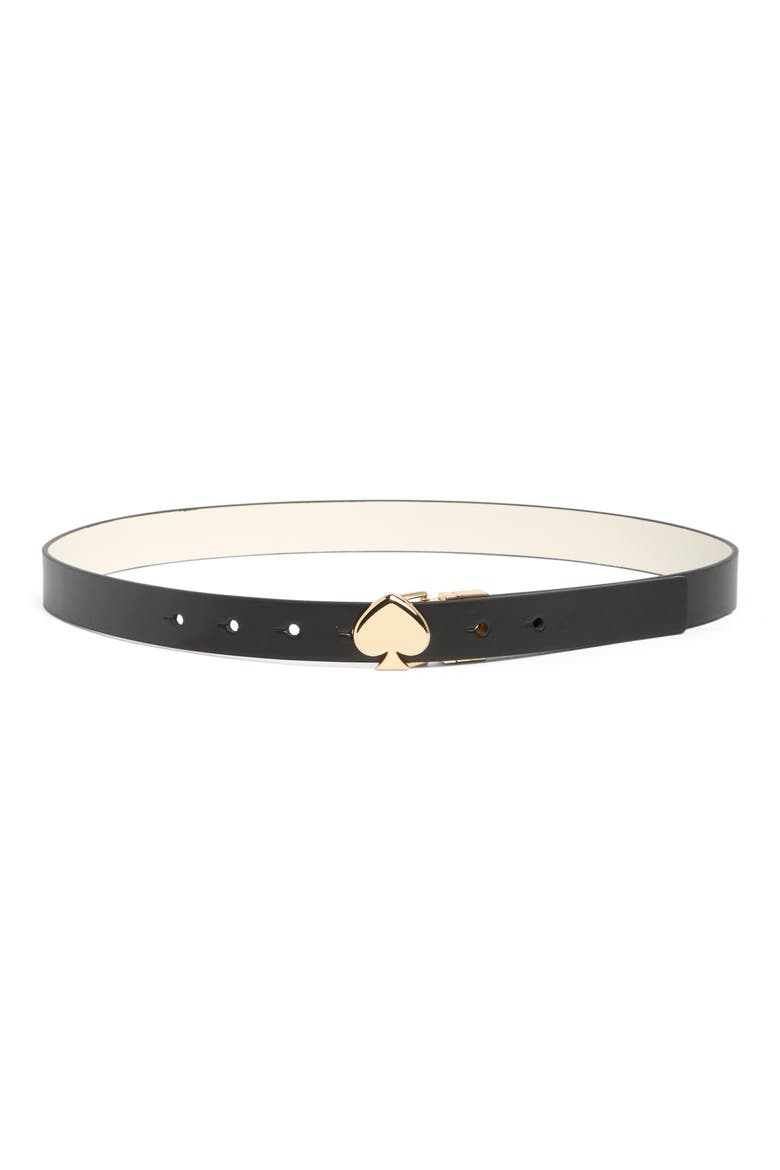 25mm reversible spade leather belt, Main, color, BLACK / POLISHED GOLD