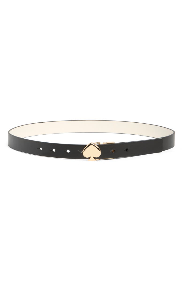 Kate Spade New York 25mm reversible spade leather belt, Main, color, Black / Polished Gold