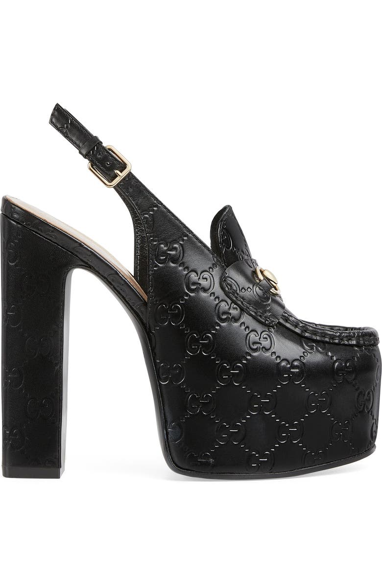 Gucci Horsebit Platform Slingback Loafer Pump, Alternate, color,